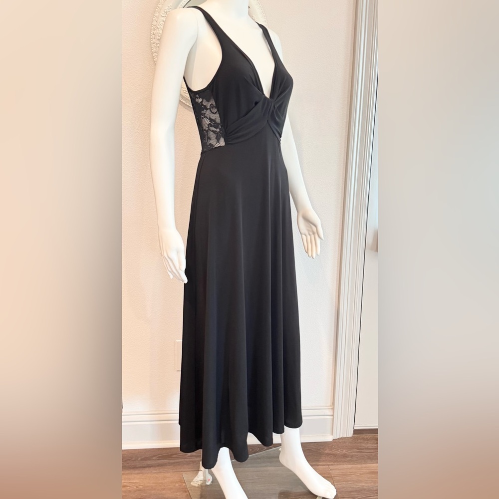 Midnight Carole Hochman Long Black Stretch Lace Nightgown S - Picture 2 of 13